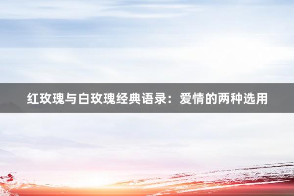 红玫瑰与白玫瑰经典语录：爱情的两种选用